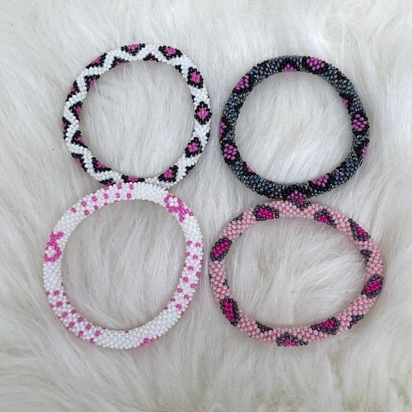 ALL PROFITS TO CHARITY! Bracelets Hand Crocheted in Nepal (set of 4) #683 - Picture 3 of 5